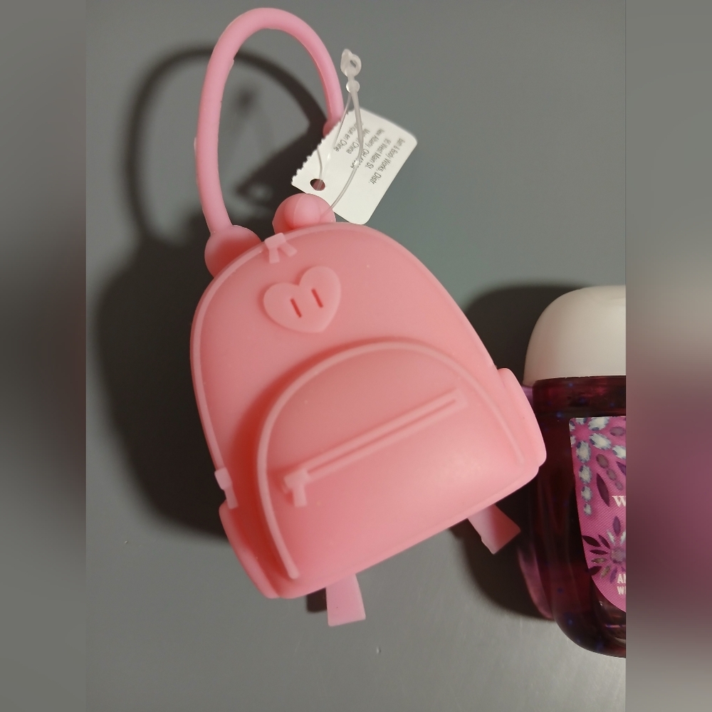 Bath & Body Works Pink Backpack Holder with Winterberry Ice Sanitizer - Picture 2 of 5